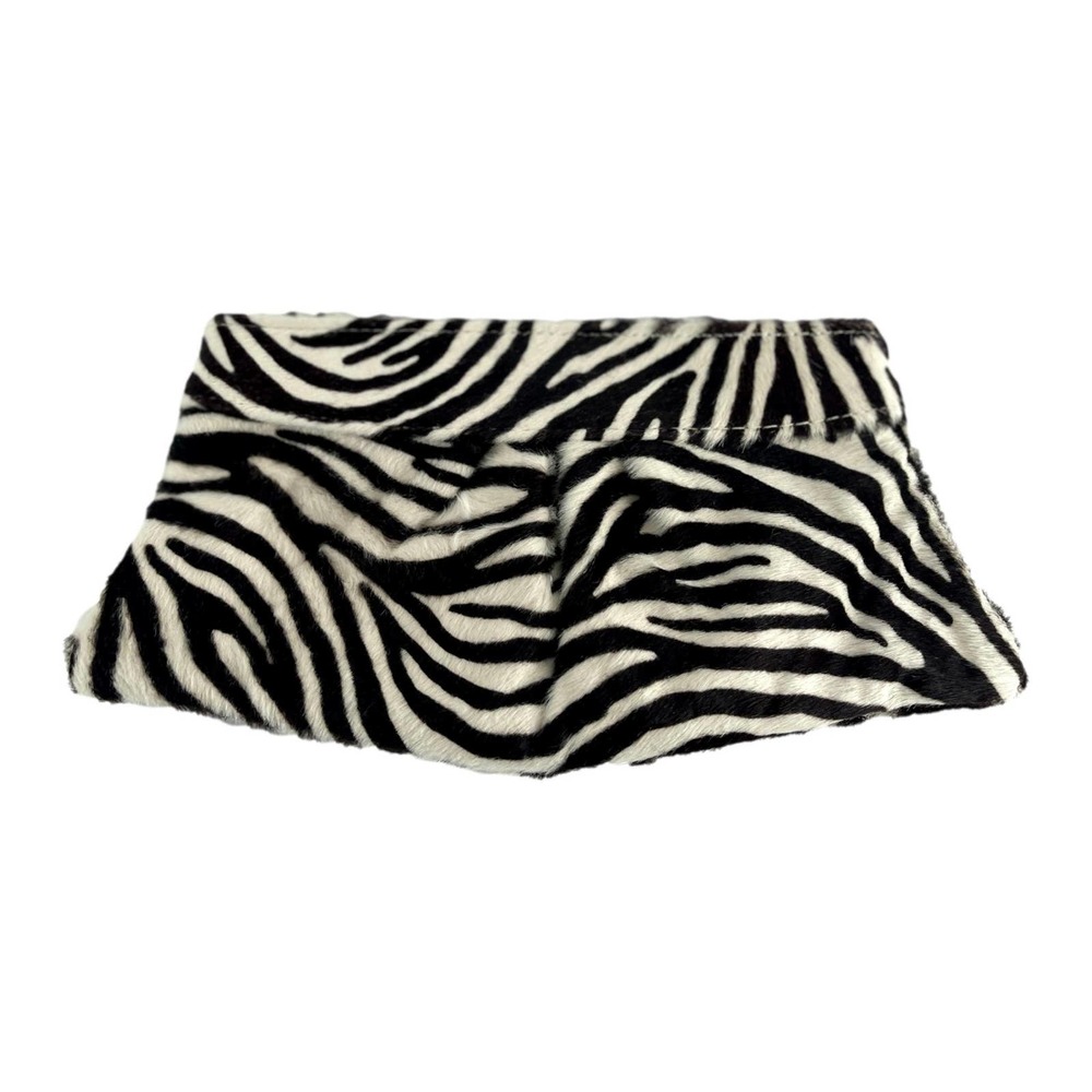 Lauren Merkin White And Brown Pony Hair Zebra Stripe Clutch EUC